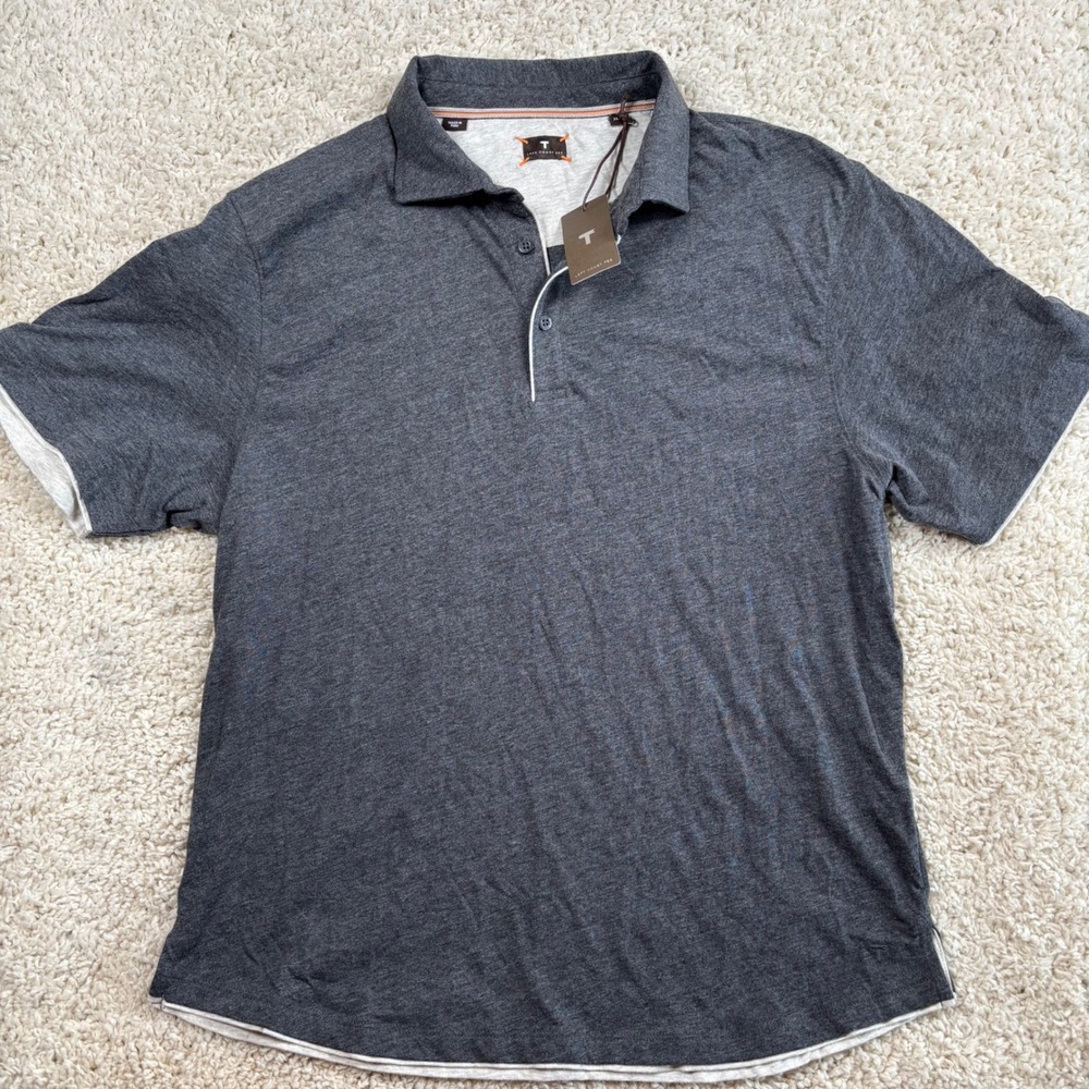 Left Coast Tee Polo Shirt Men XL Charcoal Grey New Peruvian Cotton Contrast Trim